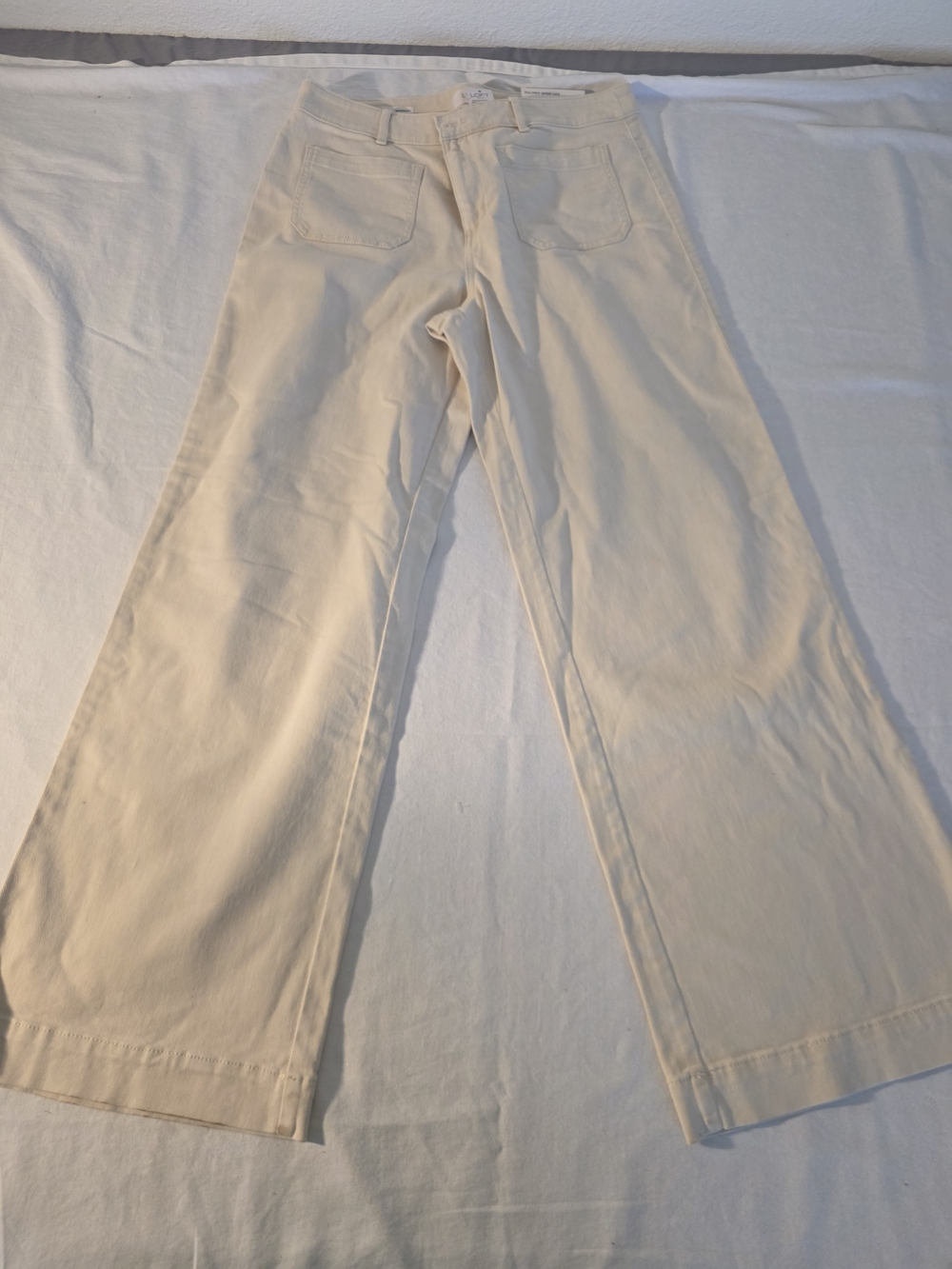 Loft Palmer Women's Wide-Leg Jeans in Light Beige